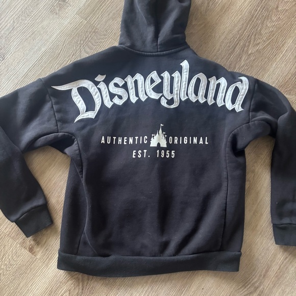 Disney Black Embroidered Black Zip Up Hoodie Sweater Iconic Disneyland Hoodie - Picture 4 of 7